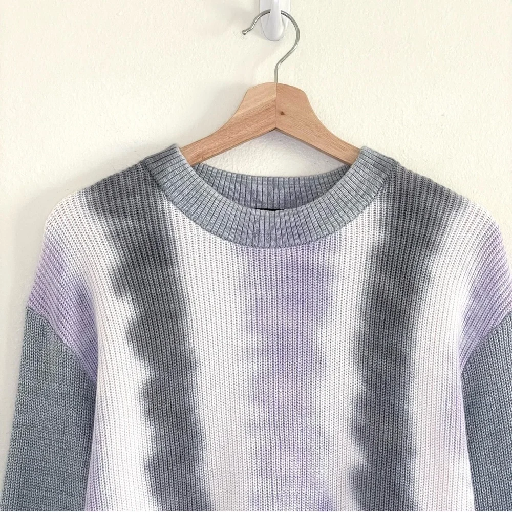 NEW Rails Karis Cotton Cashmere Rib Knit Pullover Sweater Aqua Tie Dye Small